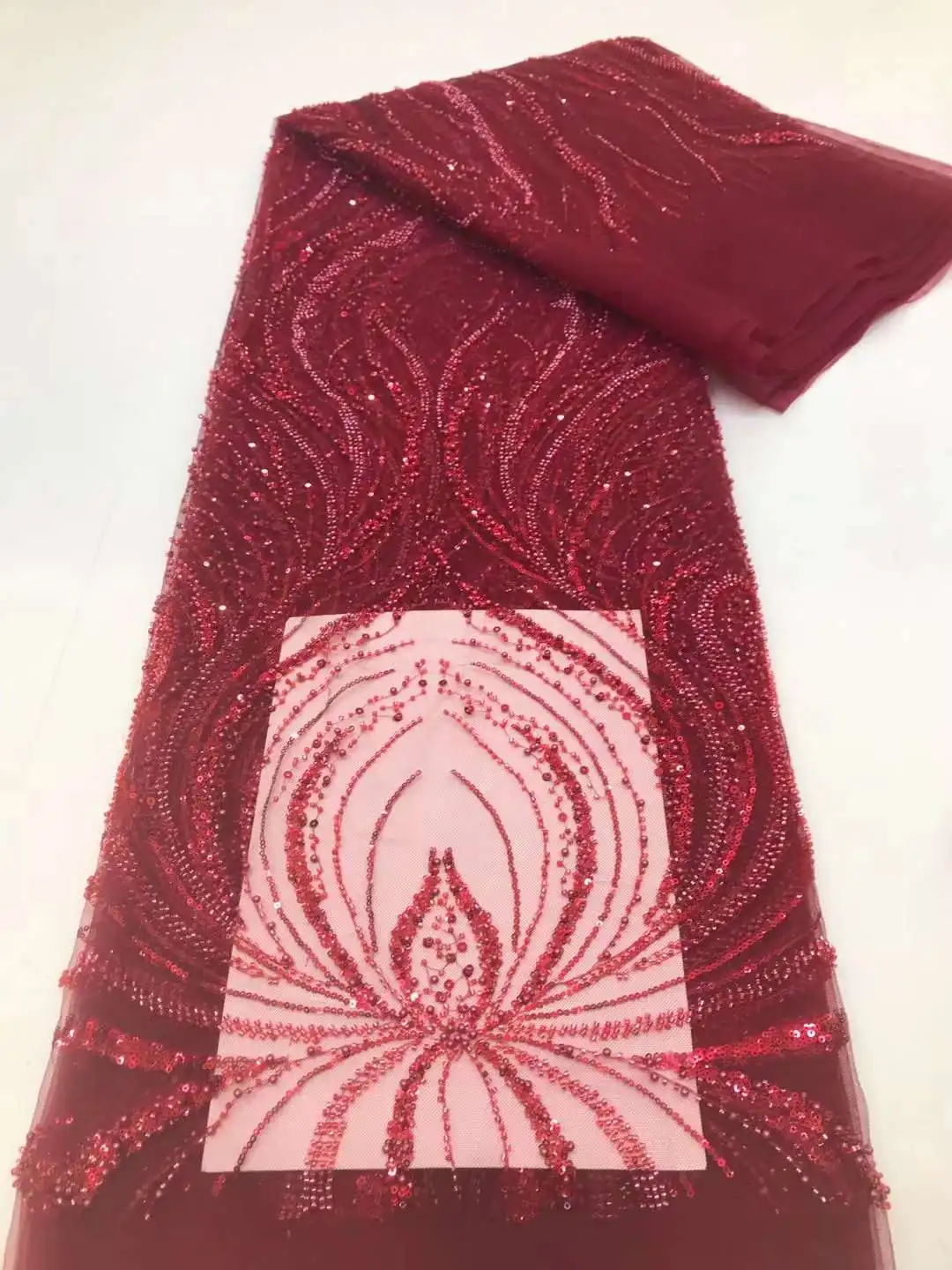 Африканская кружевная ткань с блестками и бусами для жениха 2024