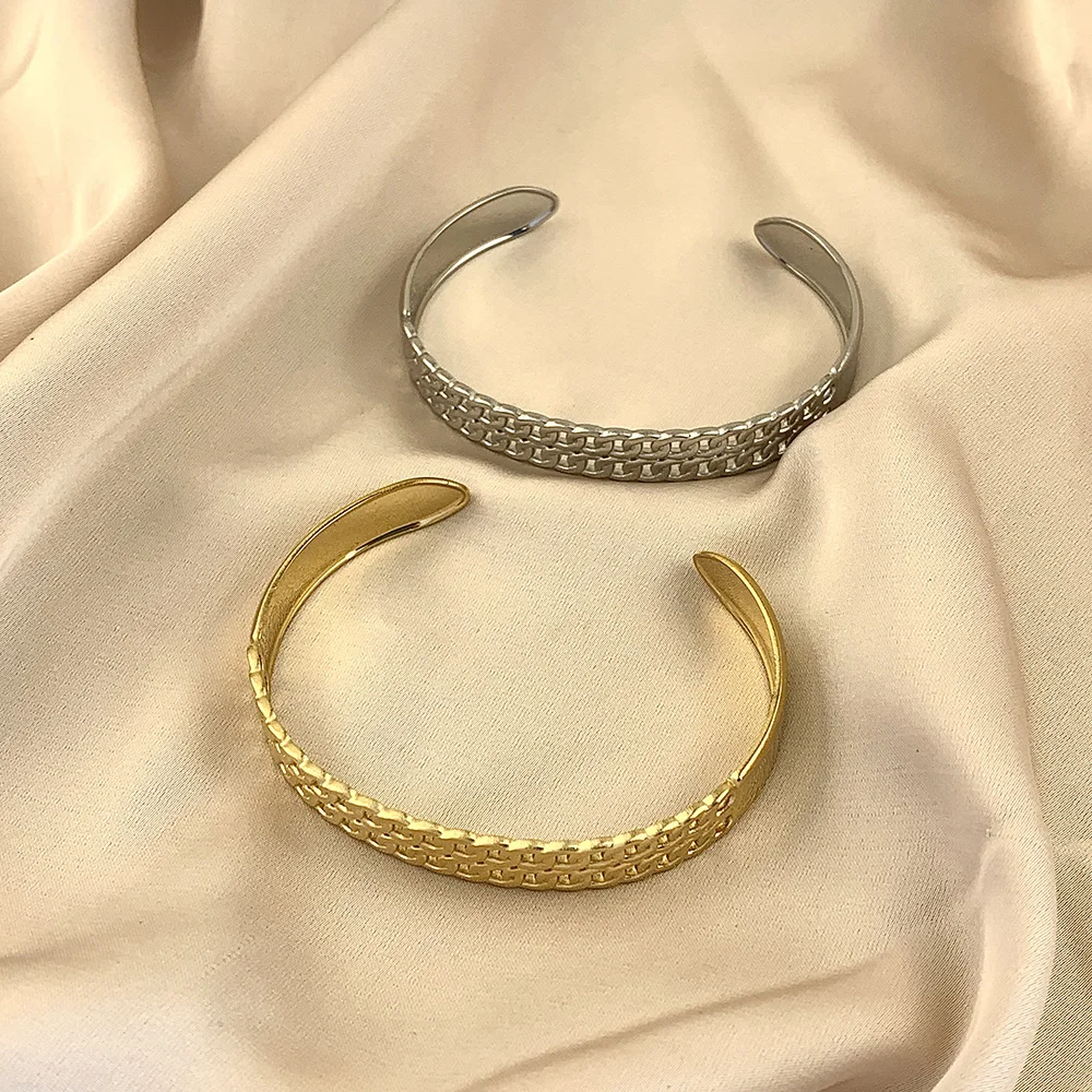 

Браслет-манжета из нержавеющей стали 316L с геометрическим рисунком, регулируемый ажурный браслет для девушек и женщин, не выцветает, Подарочная бижутерия