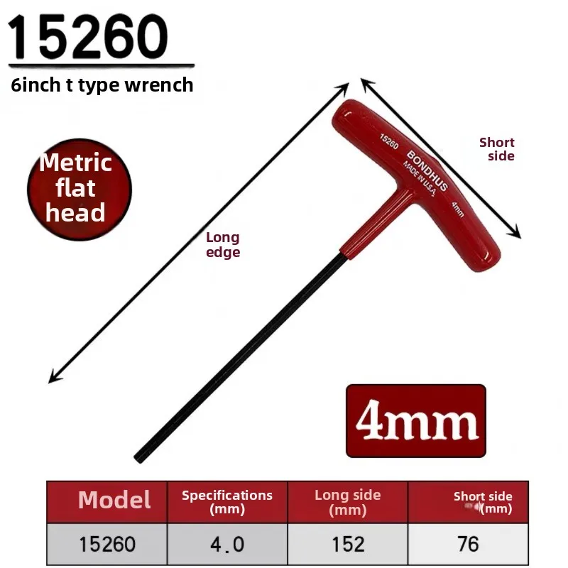 

BONDHUS Метрический шестигранный ключ Т-образного типа с плоской головкой 3/5/6 мм, импортная шестигранная отвертка, идеально подходит для точных работ