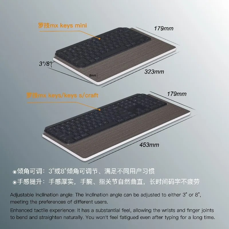Подставка для рук Qiyuan для клавиатуры, совместимая с Mx Keys Mini, универсальная офисная подставка-упор для запястья, предотвращающая усталость, кронштейн для клавиатуры (art.: 3920dac7ccd2e) - 3920dac7ccd2e