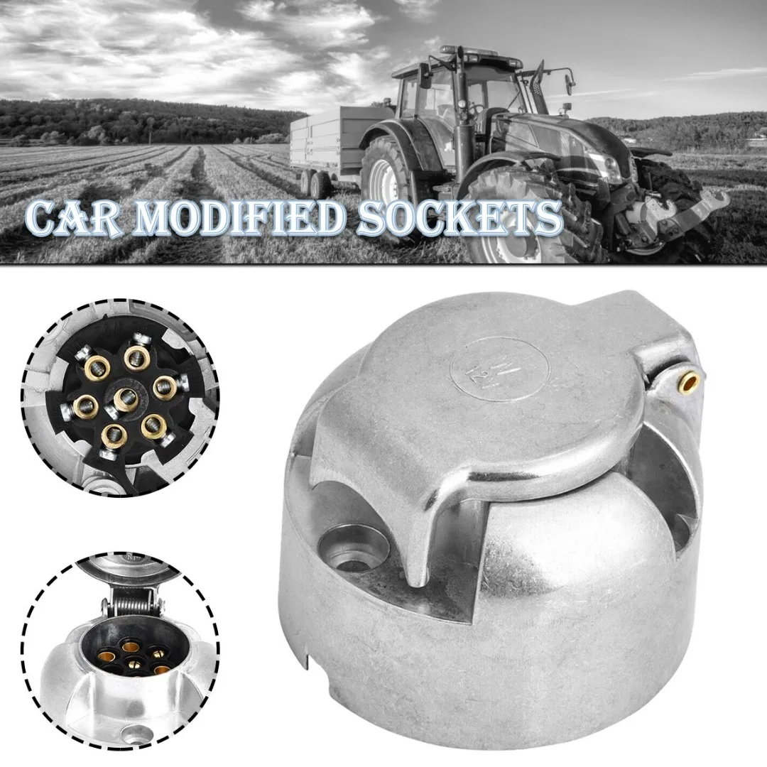 

1 шт., прочные 7-контактные вилки из алюминиевого сплава для автомобильного прицепа, 12 В