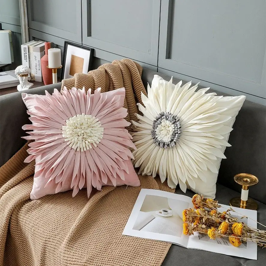 

Luxurious and Stylish Cushion Cover with Sunflower Ideal for High-end Home Decor Throw Pillow Case