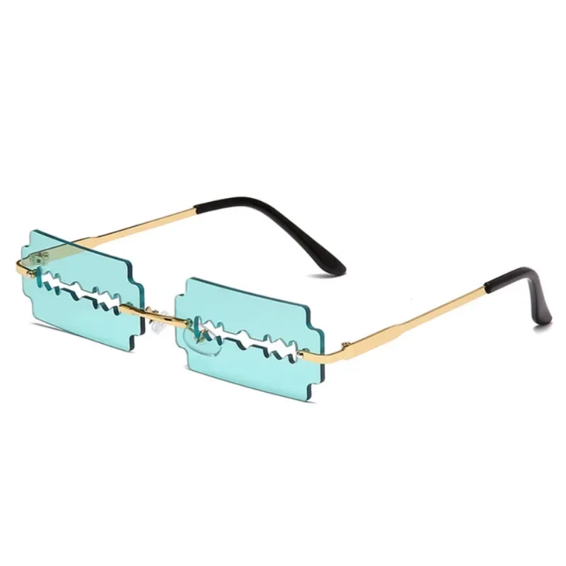 

Праздничные прямоугольные солнцезащитные очки без оправы, женские Уникальные трендовые солнцезащитные очки с уникальным лезвием бритвы, забавные солнцезащитные очки для подиума, стандартные очки в стиле хип-хоп