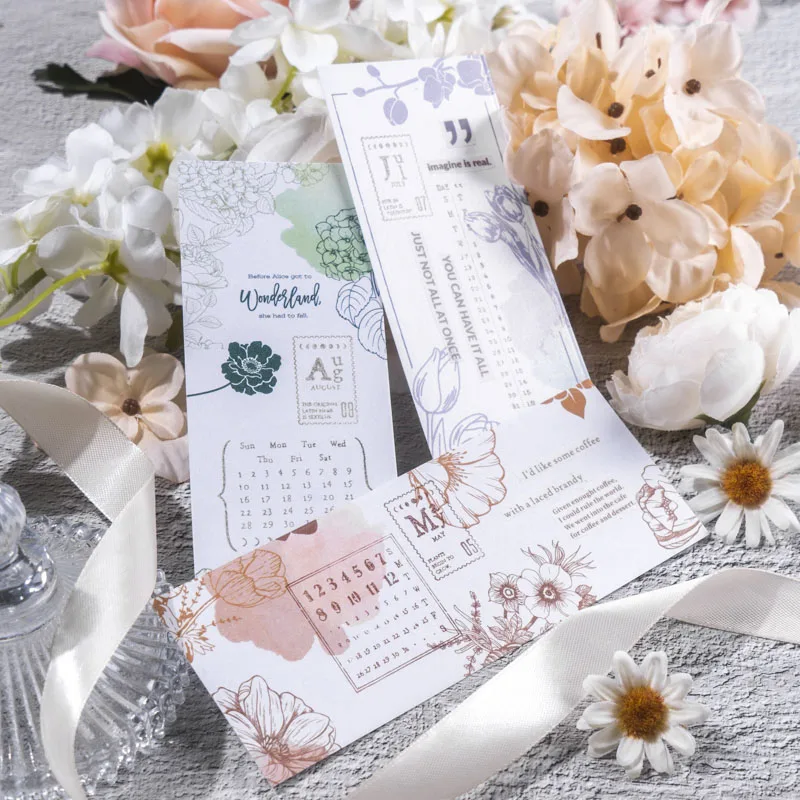 

20Pcs Material Paper Flower Plant Bookmark Collage Card Moon hand ledger Material primer paste Memo notes Supplies 180*62MM