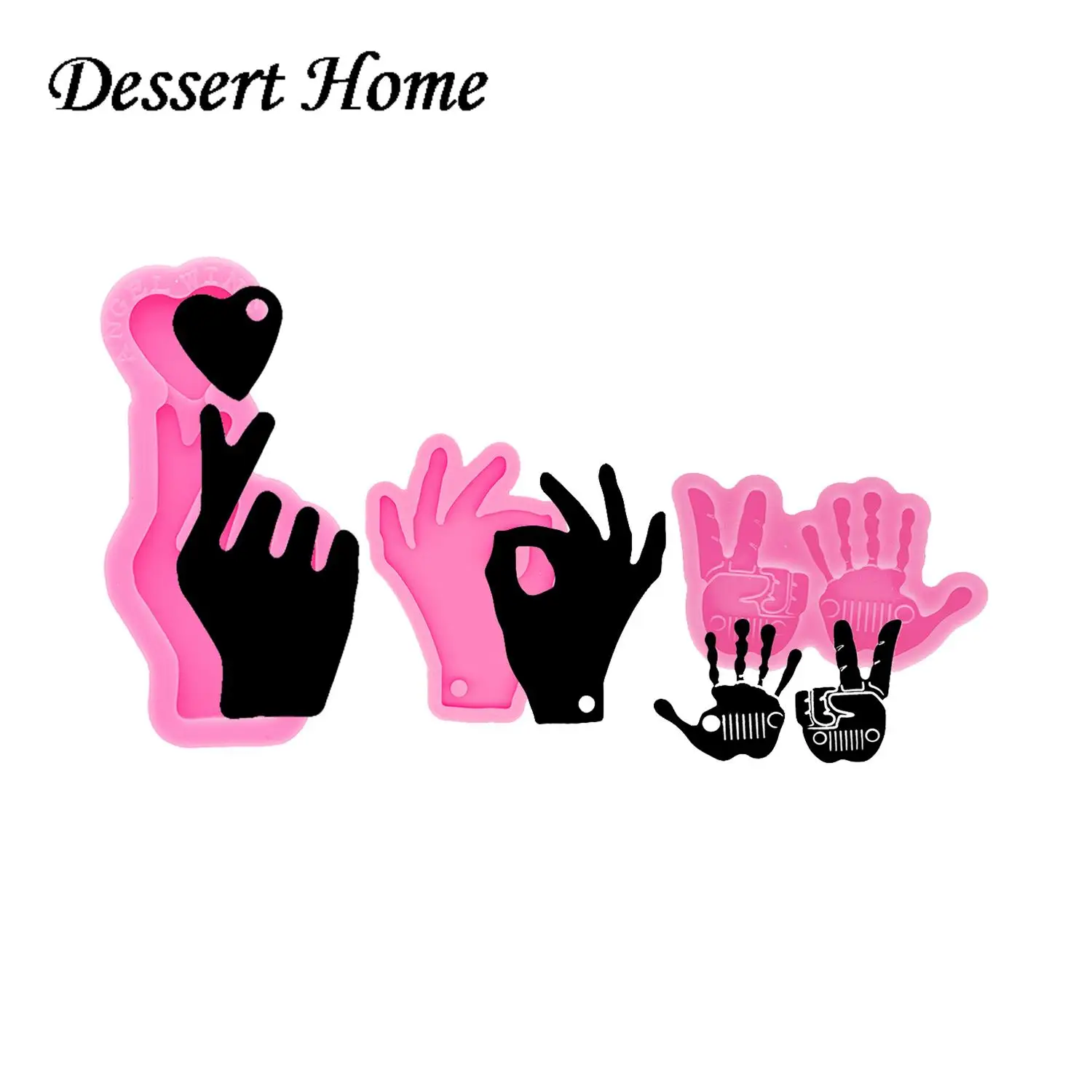 DY0118 Shiny Epoxy Resin Molds Sign Language I Love You Mold for DIY Keychain jewellery making , Hand Silicone Earring Molds 