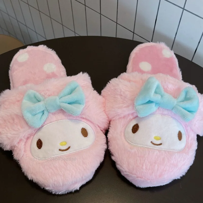 Kuromi Cinnamoroll Cartoon Plush Slippers Women Autumn And Winter Soft Indoor Home Cotton Slipper Shoes Y2k Girl Fashion Shoes