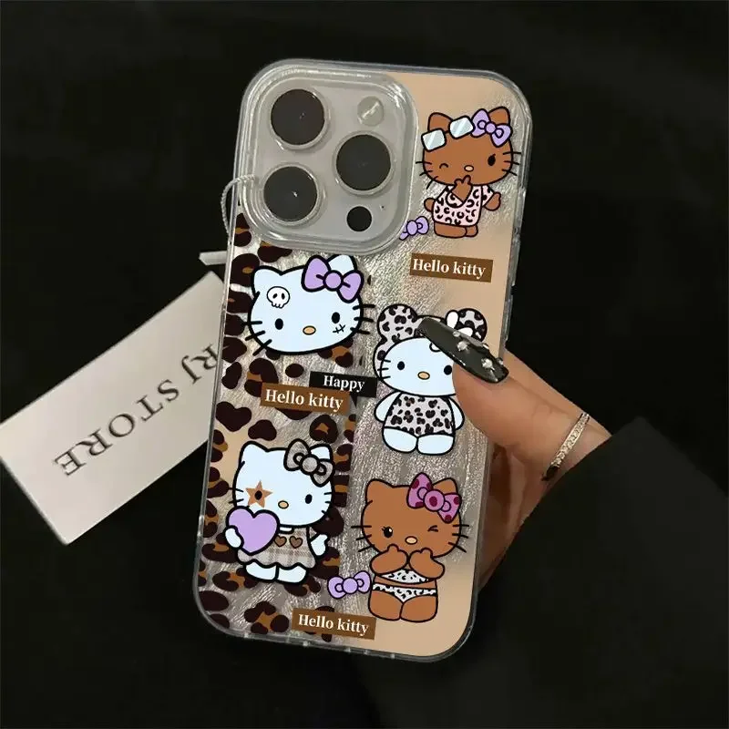Leopard Slips KT Cat Network Red Large Hole Suitable For Apple 16Pro Max Phone Case 12 New Style iPhone 13 Anti-Fall 11