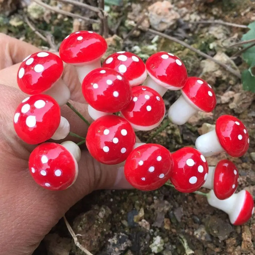 

10 Pieces Mini Mushroom Miniatures Artificial Garden Fairy Bonsai Plant Pot Resin Craft Decoration For Home DIY Micro Lands D2D4
