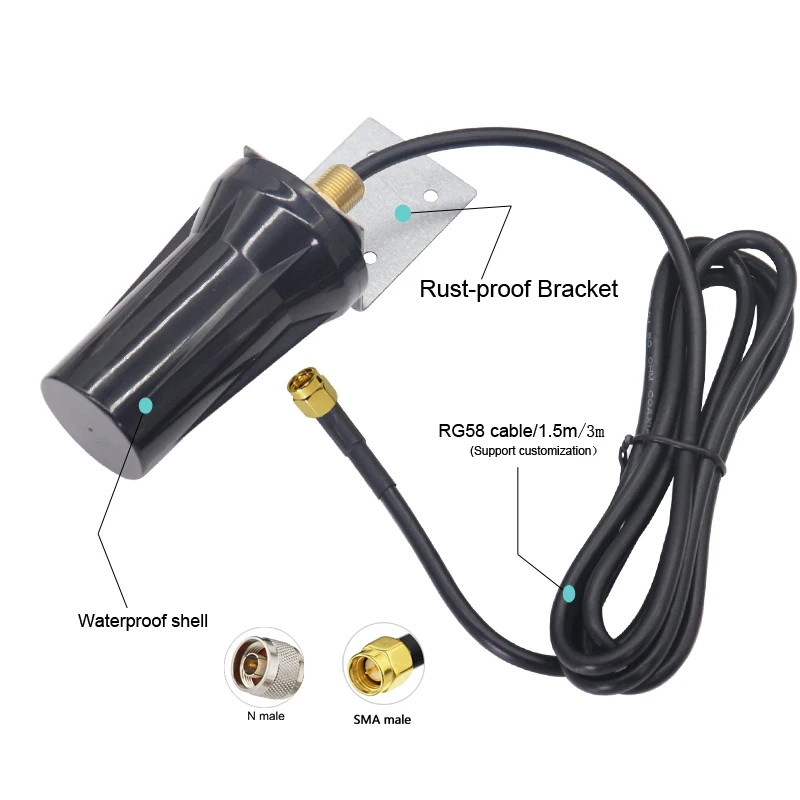 Wall Mounting Omni 5G 4G 3G LTE External WiFi Aerial IP67 Waterproof Full Band Cabinet Antenna With RG58 Low Loss Copper Cable