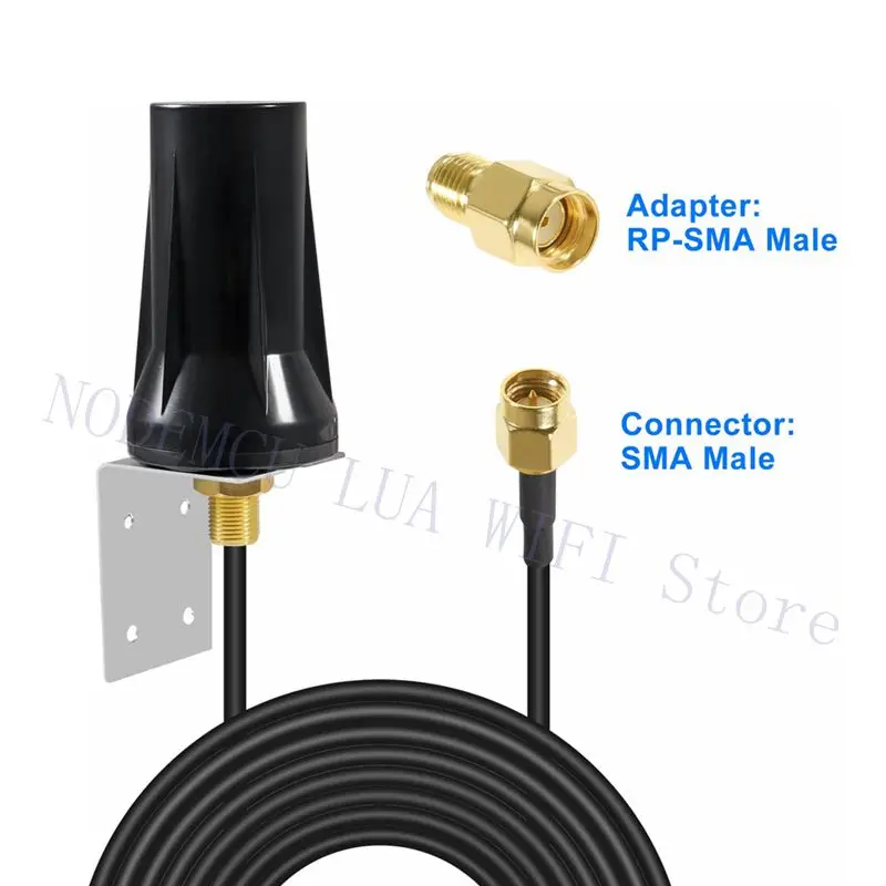5dBi 700MHz-2600MHz 4G LTE Bracket Mount Antenna Aerial with SMA Male 3m Adapter 