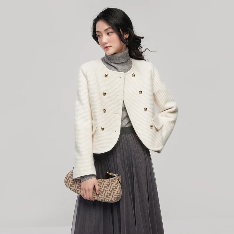 Design 2023 Spring 90%  White Duck Down Jacket Women  High Street  Double Breasted  High Waist Fashion Coat Women