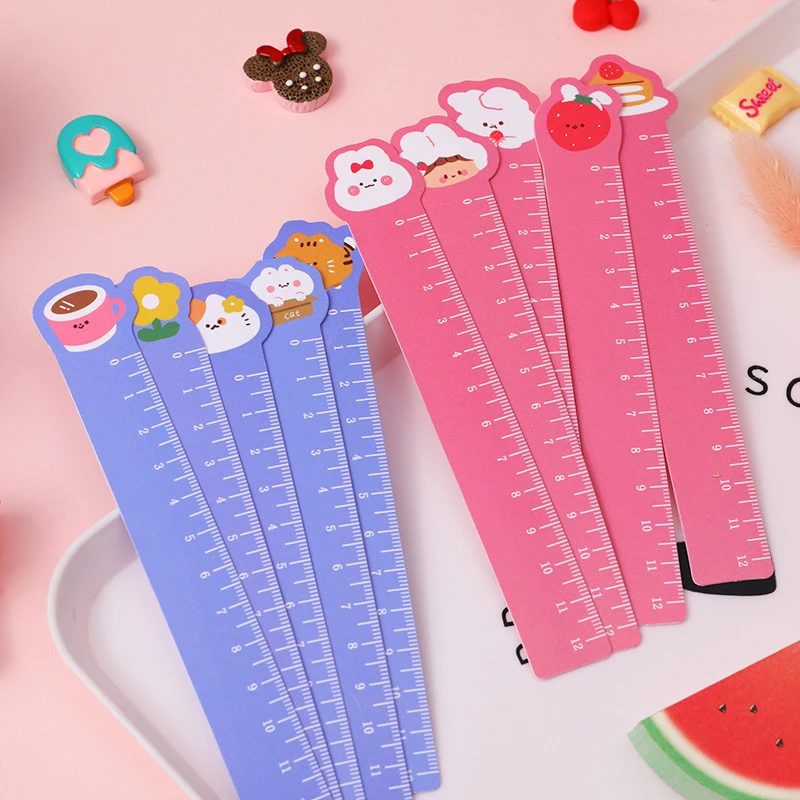 

5Pcs Cartoon Cute Straight Ruler Bookmarks Painting Scale Ruler Bendable Learn Kawaii Stationery Office School Supplies