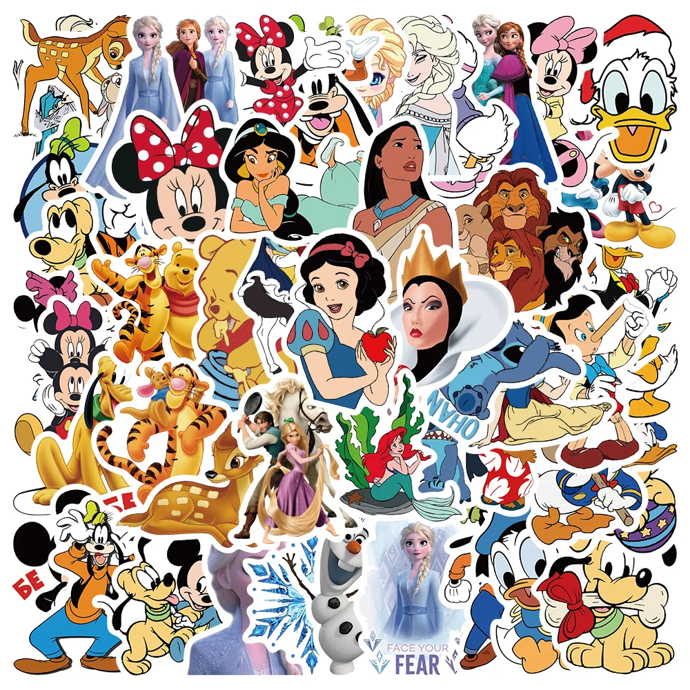 

10/50pcs Cute Mixed Cartoon Disney Anime Characters Stickers Vinyl Laptop Decals Luggage Guitar Diary Phone Waterproof Graffiti