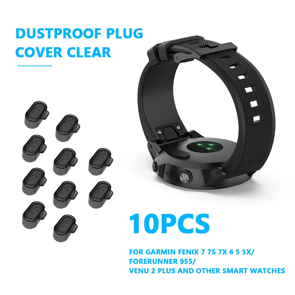 

10pcs Clear Dustproof Cap Smart Watch Accessories Charging Port Protection Universal Protector Cap for Garmin Fenix 7 7s 7x 6 5x