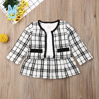 new 1 6t toddler kid baby girl plaid clothes set long sleve knitted coat dress set elegant cute streetwear party warm formal out