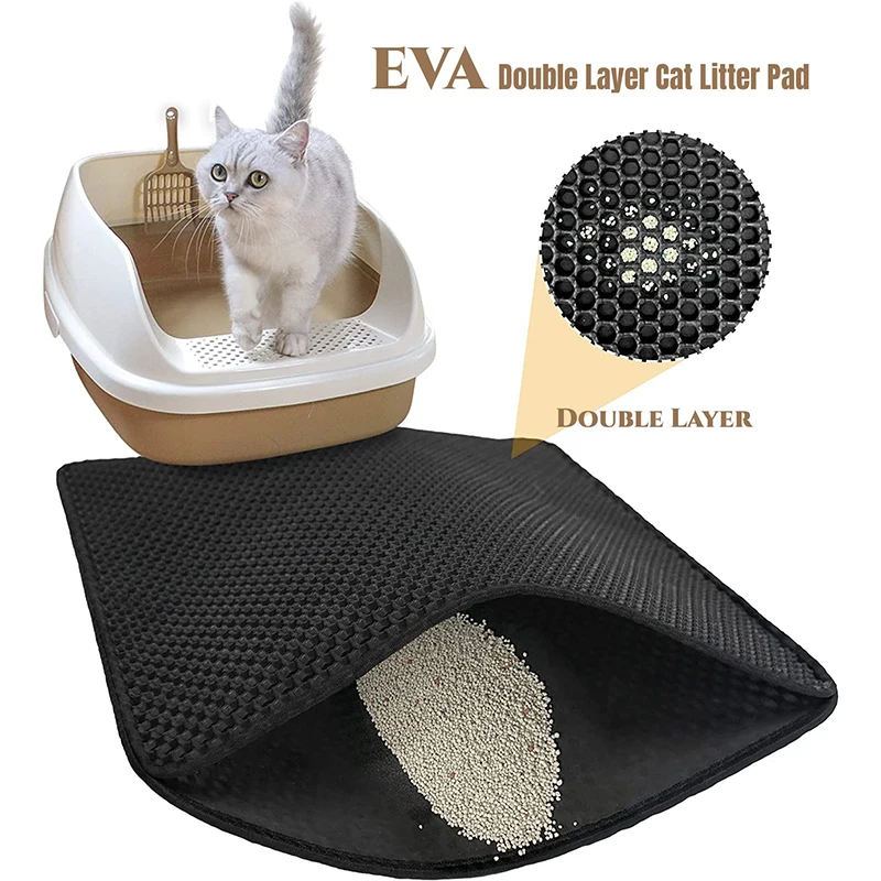 

Waterproof Pet Cat Litter Mat EVA Double Layer Pet Litter Box Mat Non-slip Sand Cat Pad Washable Bed Mat Clean Pad Products