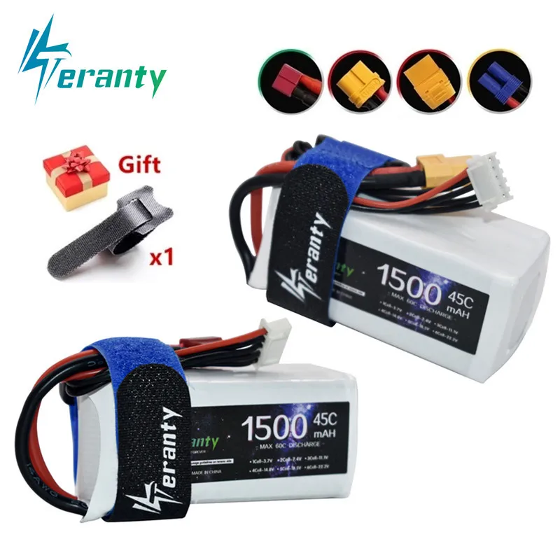 

Литий-полимерный аккумулятор 1500 мАч 14,8 в для радиоуправляемых вертолетов, квадрокоптеров, автомобилей, самолетов с разъемом T XT30 XT60, 14,8 в