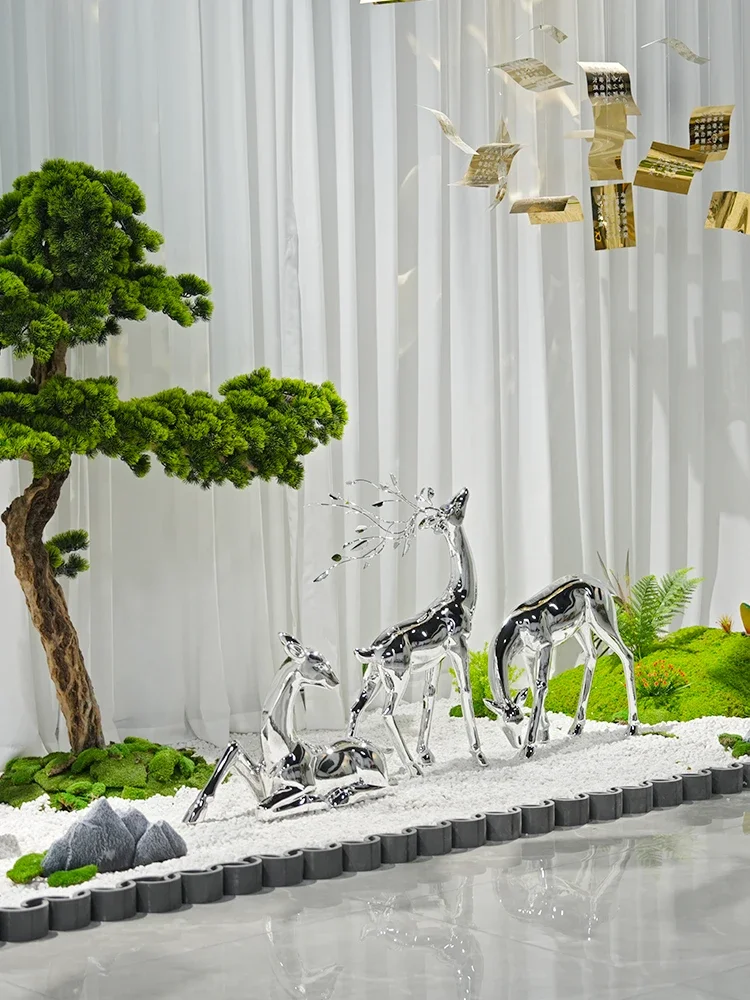 Крытый сухой пейзаж микро украшение отель пятнистый олень набор орнаментов