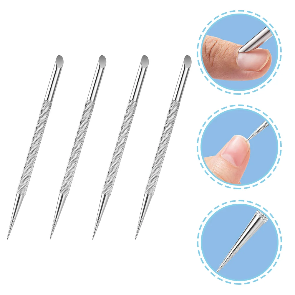 

4 Pcs Nail Pusher Cleaning Tools Cuticle Pushers Remover Stainless Steel Cleaner