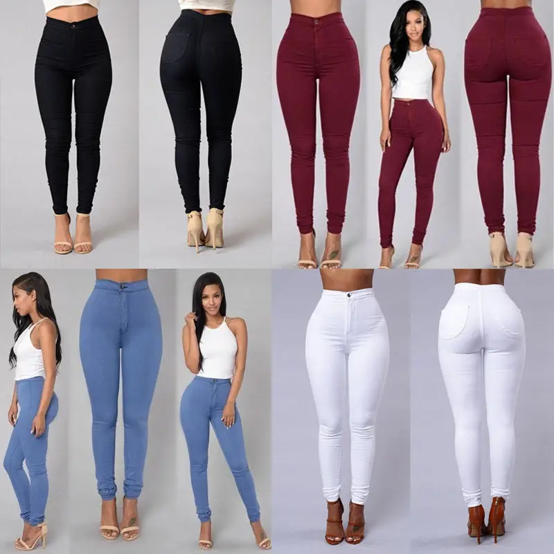 Women Denim Skinny Jeggings Pants High Waist Stretch Jeans Slim Pencil Trousers baggy jeans women cargo pants women slouchy jean