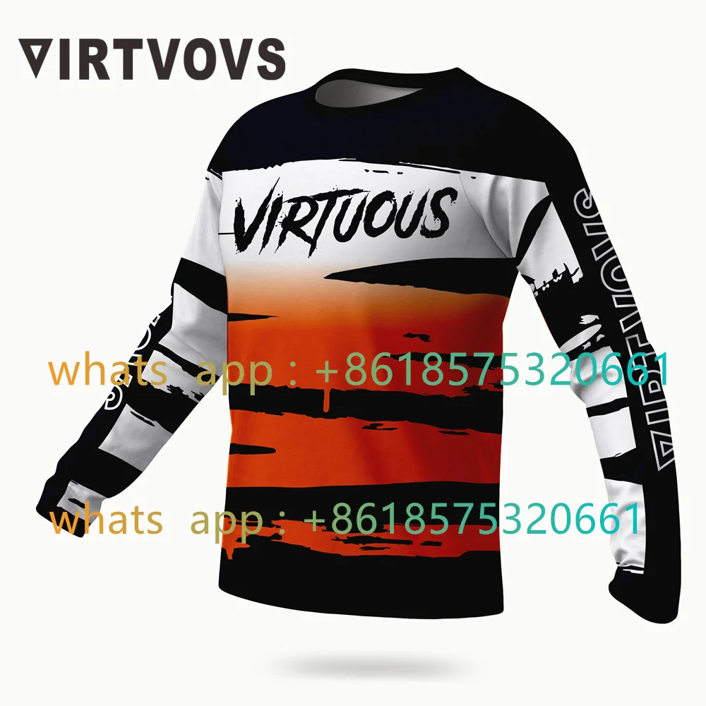 

VIRTUOUS Moto Enduro bmx MTB Motocross Maillot Hombre DH MX Mountain Cycling Downhill jersey Bicycle Jersey Long Sleeve Ciclismo