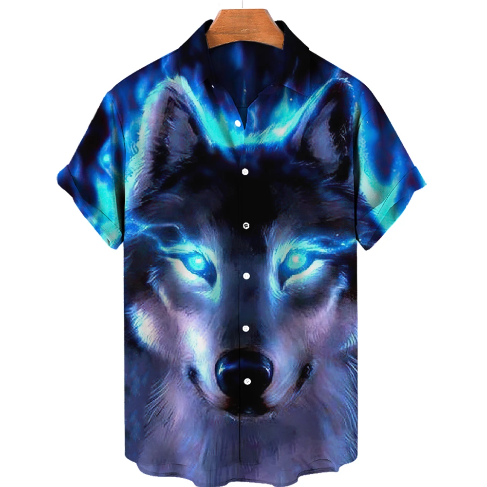 

2022 Trendy Cool Shirt Men's Animal Wolf 3d Print Hawaiian Shirt For Men Streetwear Short Sleeve Hip Hop Top Men's Shirts
