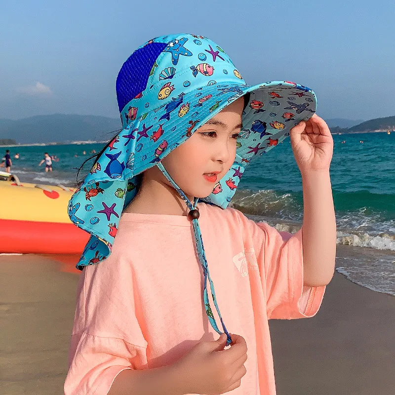 Summer Children Bucket Hat Wide Brim UV 