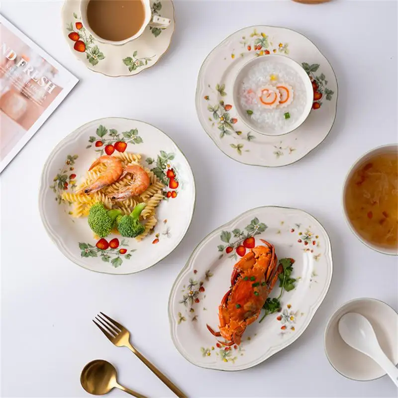 

Creativity Antique Relief Bowl Home Ceramic Tableware Plate Storage Trays Desktop Decor Deep Plate For Breakfast Dishes Snack