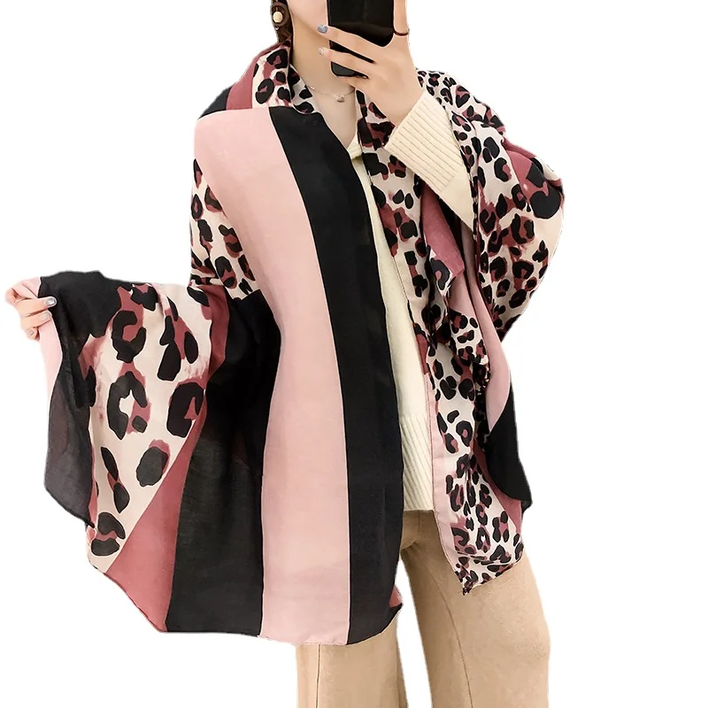 

2022 spring and summer luxury brown ladies wild leopard scarf female long scarf shawl thin brown fashionable scarf long shawl