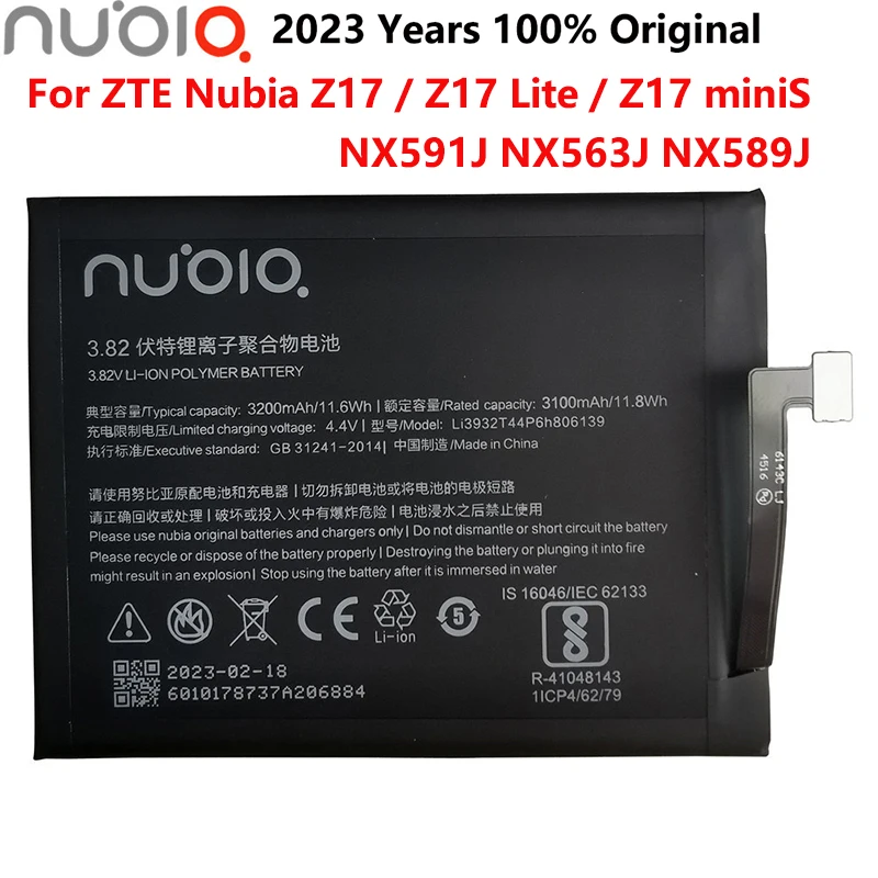 

2023 years 100% Original 3200mAh Li3932T44P6h806139 Battery For ZTE Nubia Z17/Z17Lite /Z17 miniS NX591J NX563J NX589J Batteries