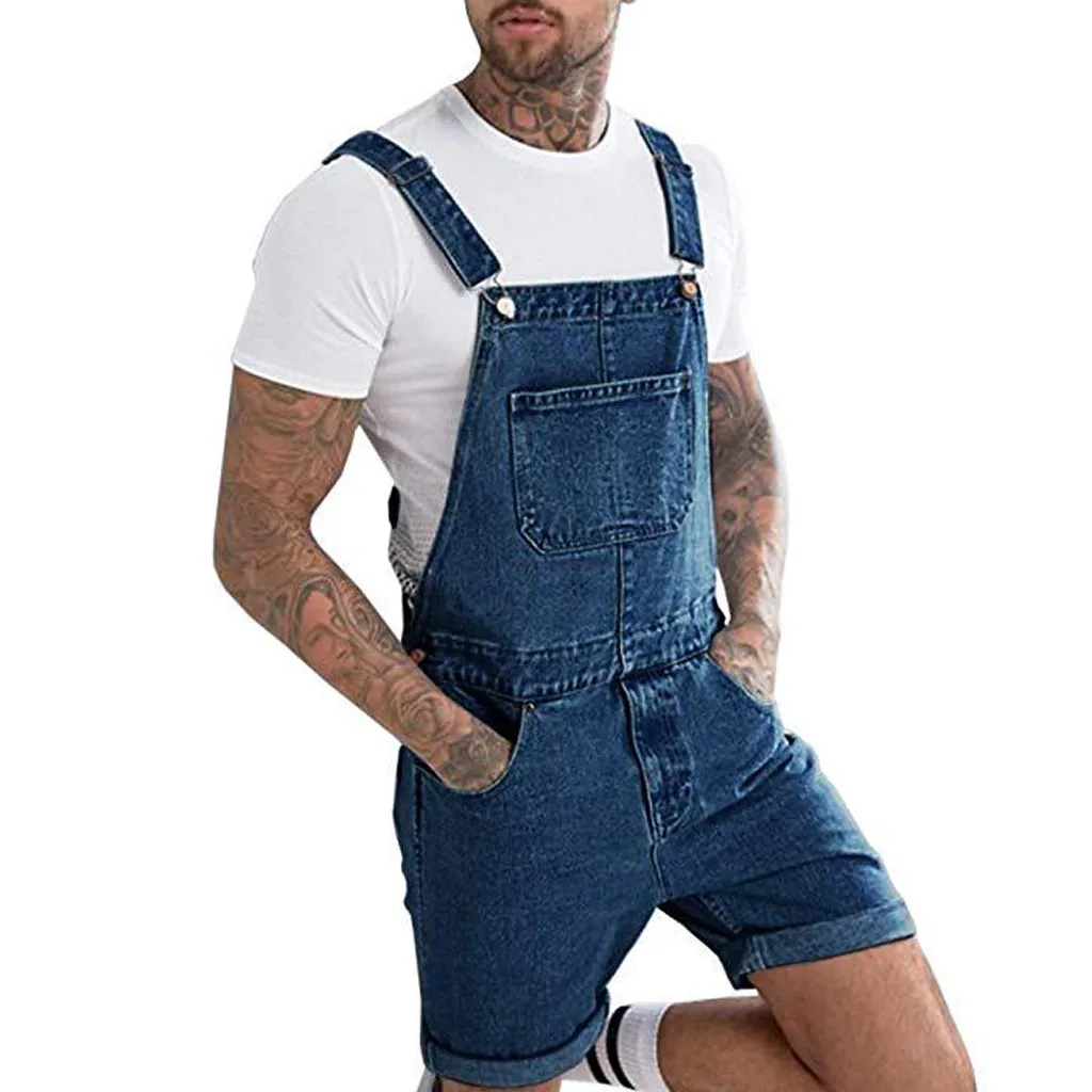 

Suspender Overall Pocket Streetwear Jeans Jumpsuit Mens Pants Overall Men's pants