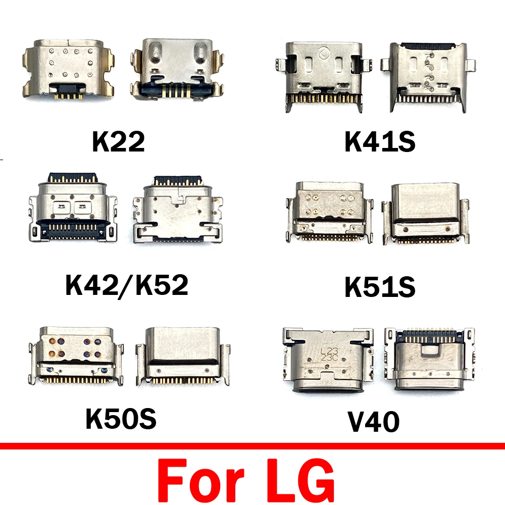 

20Pcs/lots Micro Jack Socket USB Charging Port Dock For LG K22 K41S K42/K52 K50 K50S K51S K61 K62 K92 Q60 V30 V40 Mic USB Port
