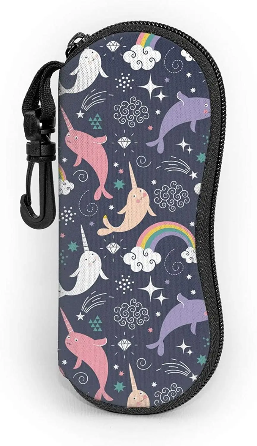 

Радужные круглые очки, мягкие искусственные красочные звезды, облака, солнцезащитные очки, мягкая неопреновая сумка для очков с крючком Zippr