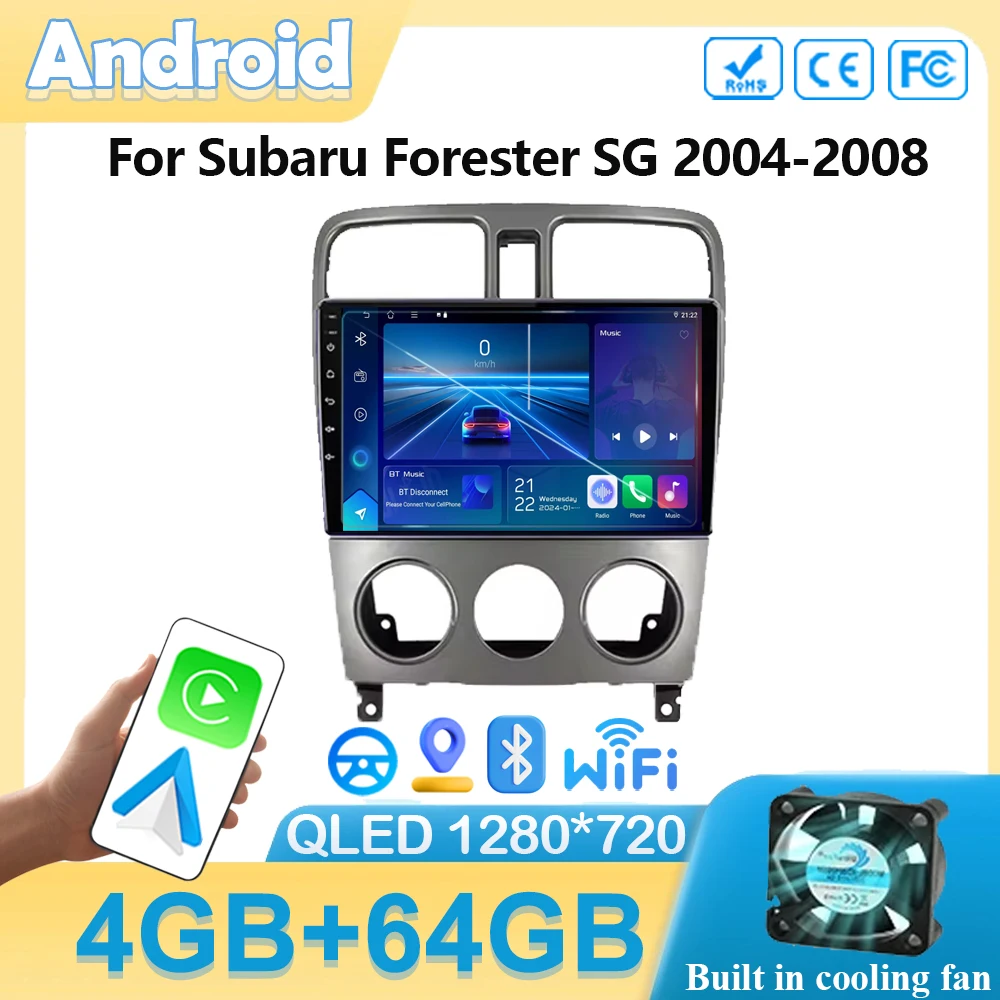 Автомагнитола на Android для Subaru Forester SG 2004-2008 навигация GPS стерео Wi-Fi мультимедиа Carplay