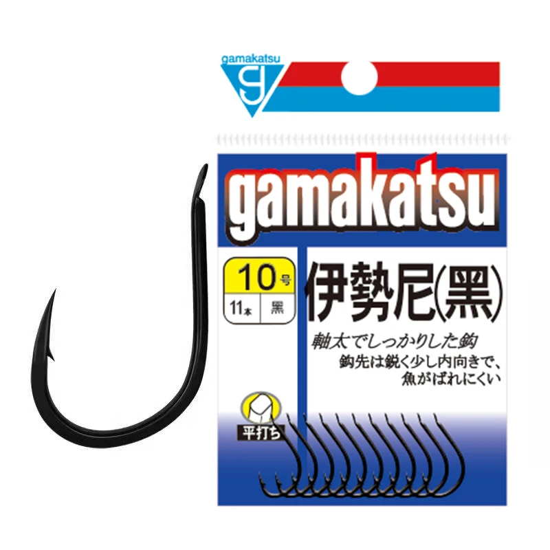 Japan Gamakatsu Hooks Black Barbed ISEAMA Hooks High Carbon Steel Hooks Super Wearable Sharp Anti-corrosion Carp  Hoo