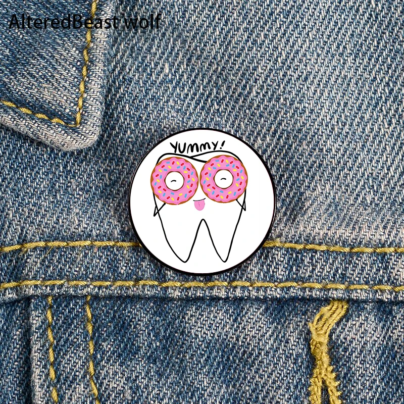 

Molar Dona pattern Printed Pin Custom Funny Brooches Shirt Lapel Bag Cute Badge Cartoon enamel pins for Lover Girl Friends