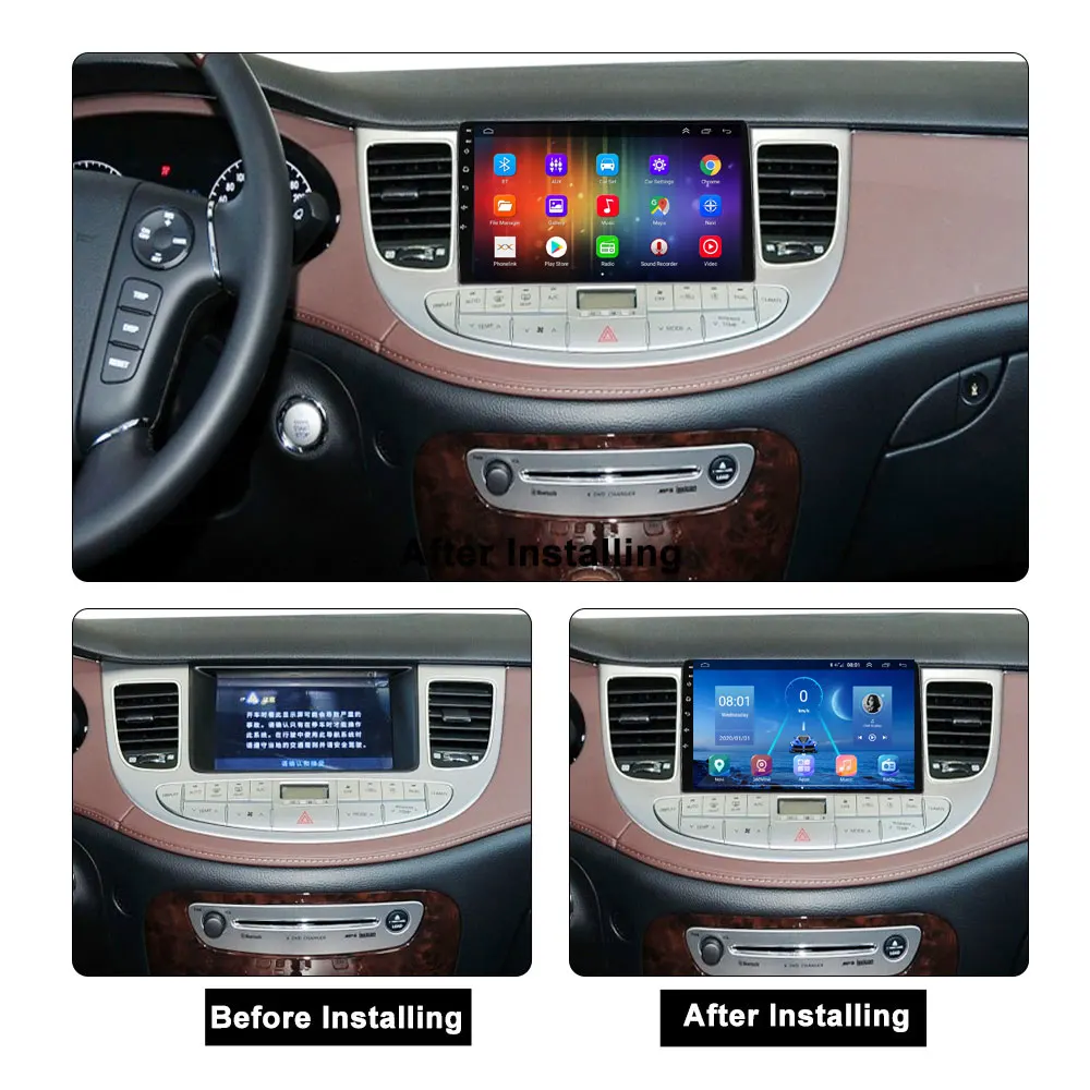Смарт-Автомагнитола JUSTNAVI Android 2008 мультимедиа для Hyundai Rohens Genesis 2013-Carplay Авто DSP