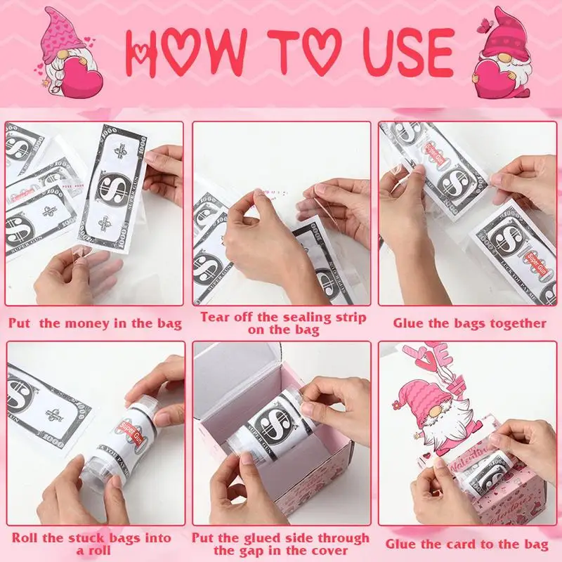 Денежный ящик на День святого Валентина Забавный денежный день Святого Рулонный