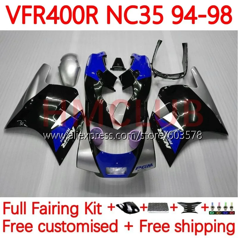 

Body For HONDA VFR400R RVF VFR 400 VFR400 R RR CC V4 1994 1995 1996 1997 1998 NC35 94 95 96 97 98 Fairing 134No.99 blue glossy