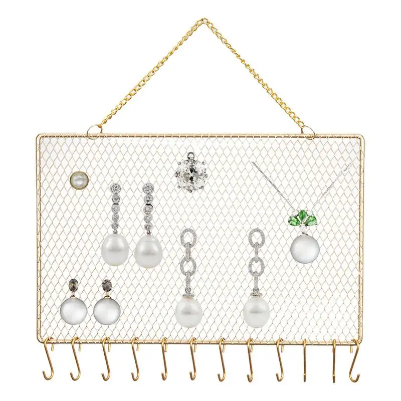 

Earring Organizer Hanging Over The Door Earring Holder Metal Jewelry Display Organizer With Hooks For Storing Earrings Necklaces