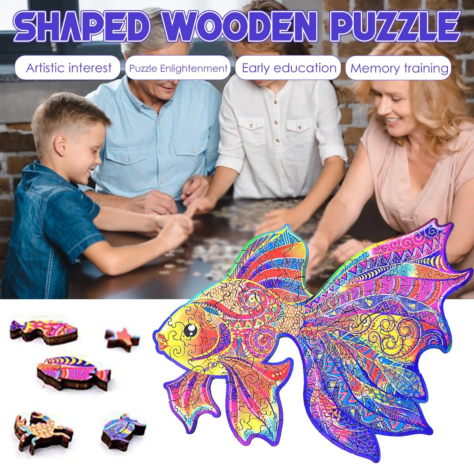 

Color Puzzle(5mm) Shaped Irregular Three-Dimensional Puzzle Animal Wooden Puzzle Toy 12200