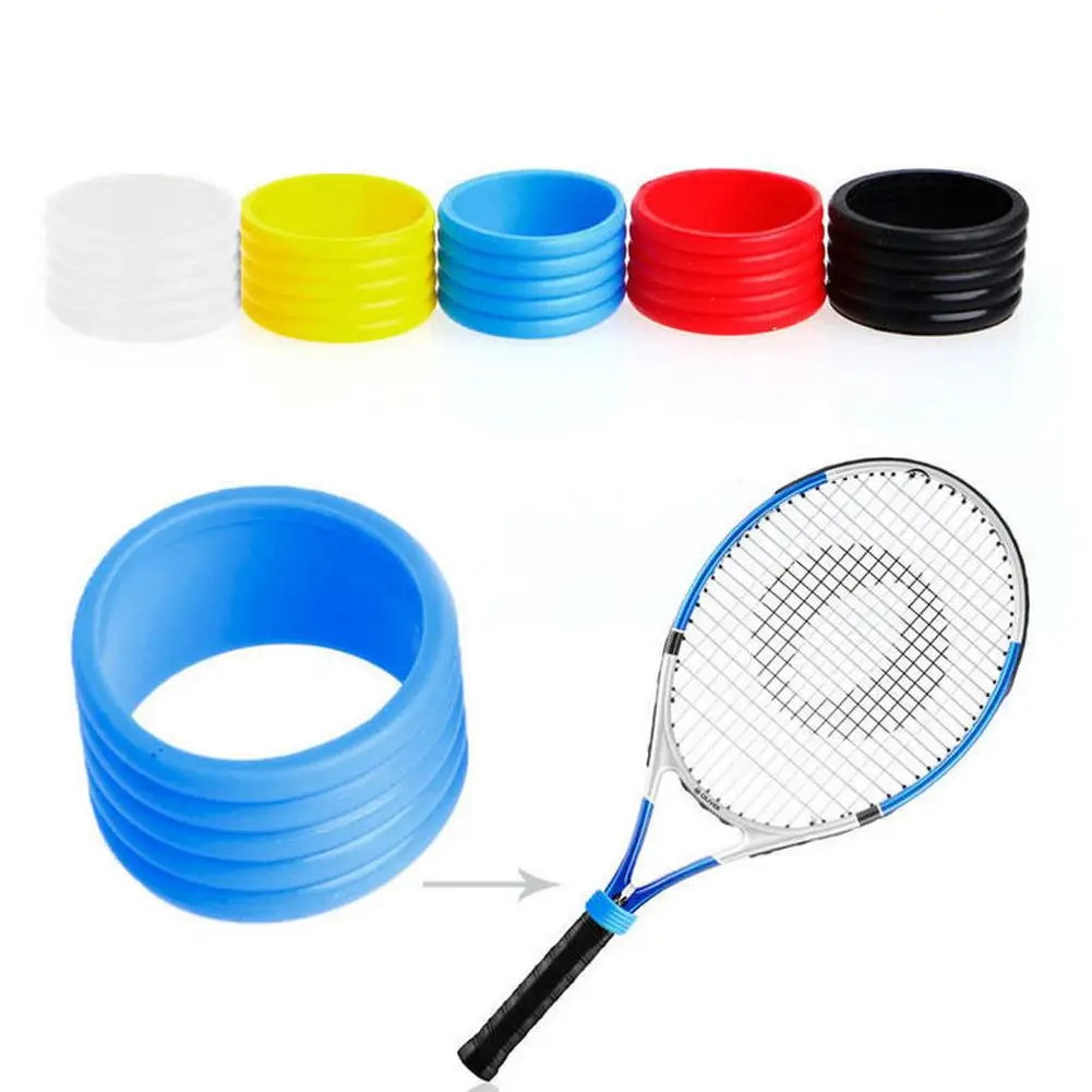 

NEW 5pcs 2cm Silicone Tennis Racket Handle Rubber Ring Reusable Energy-saving Tennis Racquet Band Overgrips Fixed Ring