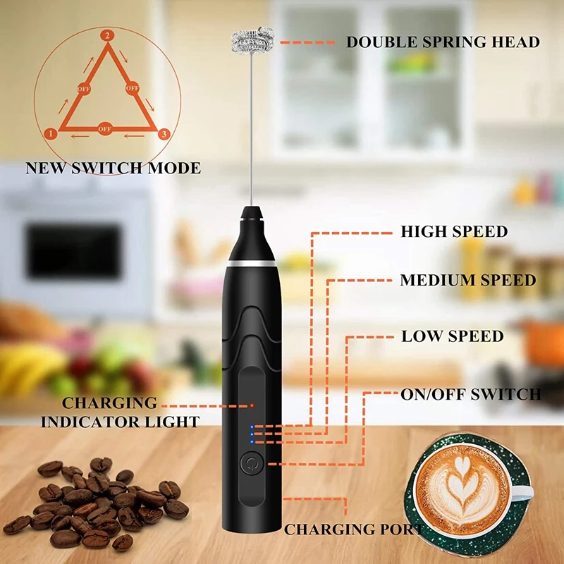 Ручной вспениватель молока перезаряжаемый через USB электрический пеногенератор