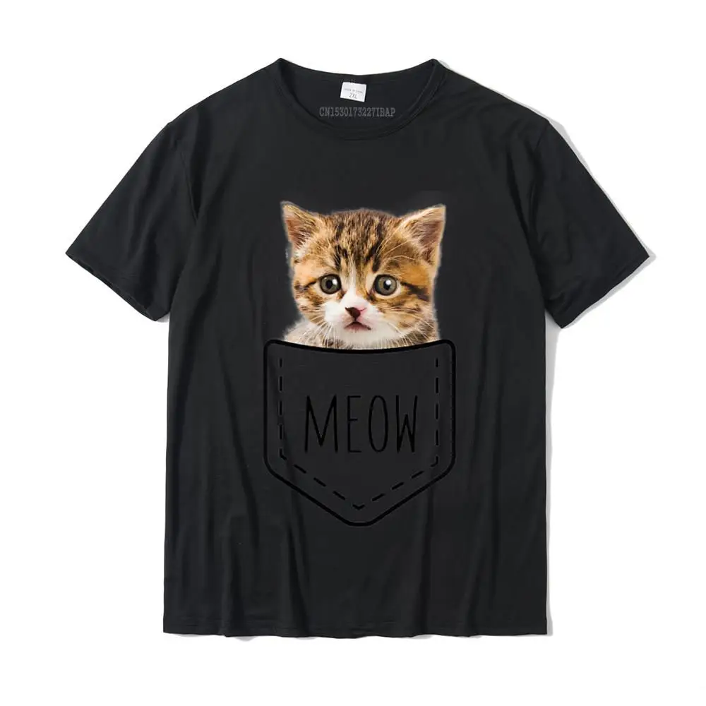

Pocket Meow Cat T-Shirt Funny Cute Peeking Kitten Tee Men Plain Slim Fit Tops & Tees Cotton Top T-Shirts Hip Hop