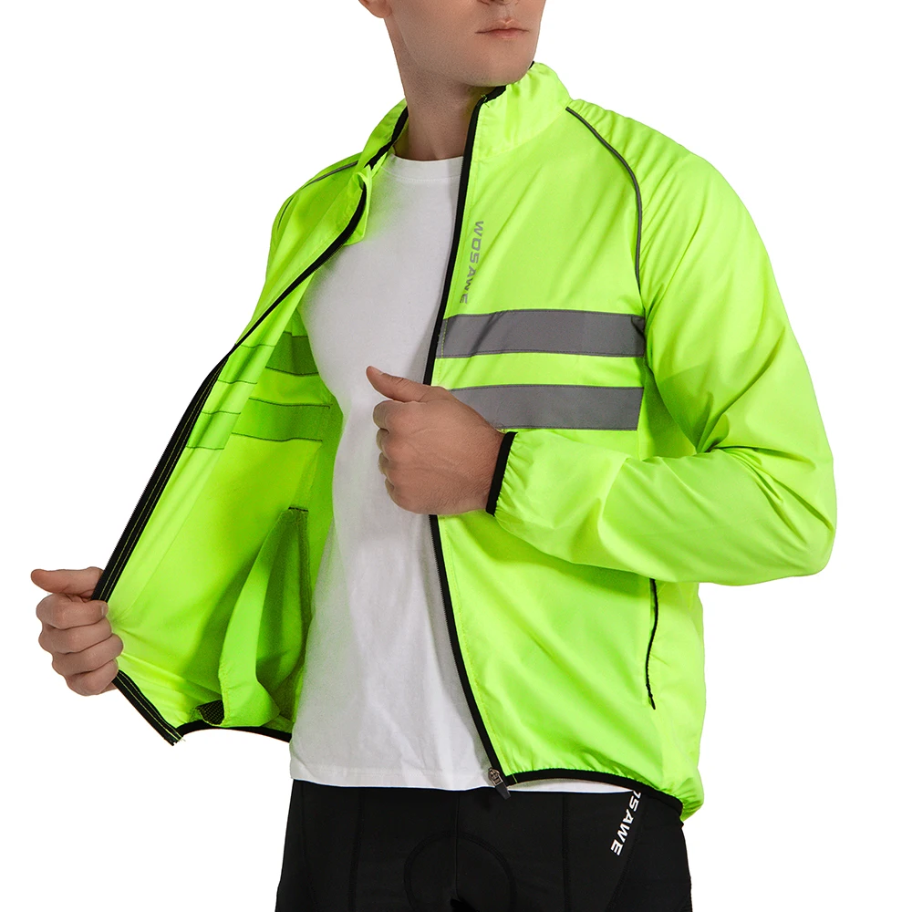 WOSAWE Ultralight Men's Cycling Windbreaker Reflective Jacket Windproof Bike Jacket Water Resistant MTB Road Bicycle Long Jersey