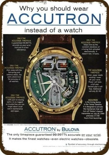

1962 Accutron Bulova Spaceview Watch Vintage Replica Metal Tin Sign Wall Art metal wall decor