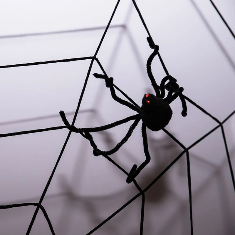 

Гигантский паук на Хэллоуин, украшение из черного нейлона, имитация паука на Хэллоуин, аксессуары для украшения бара