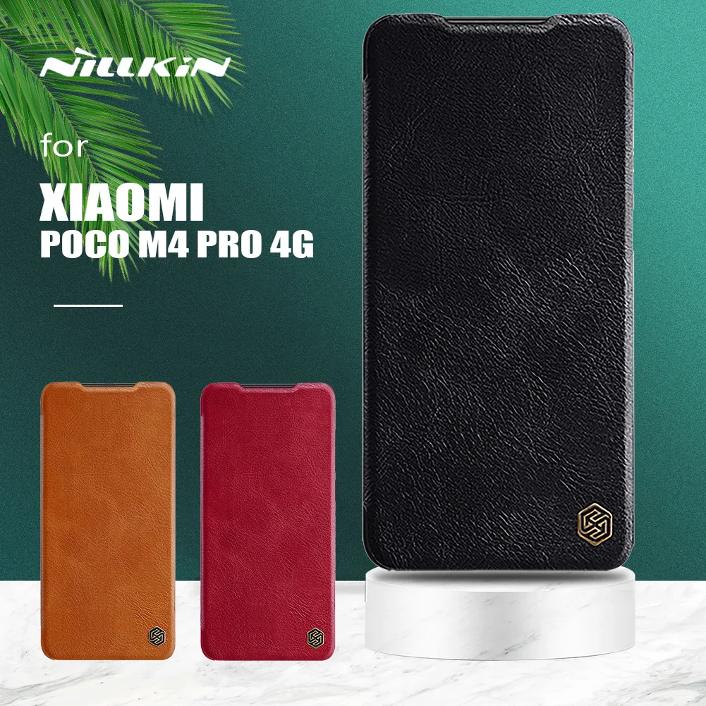 

Флип-чехол Nillkin Qin для Xiaomi Poco M4 Pro 4G, роскошный кожаный тонкий чехол-накладка с отделением для карт для Xiaomi Poco M4 Pro 4G NFC