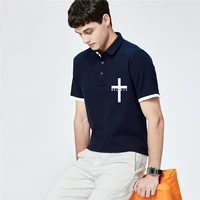 mens i believe in christ jesus printed summer sports polo shirt versatile casual loose breathable sports t shirt