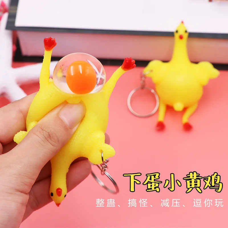 

Laying hens creative toys spoof squeezing hens to vent the chicken keychain to decompress pranks toys for kids kawaii Animals